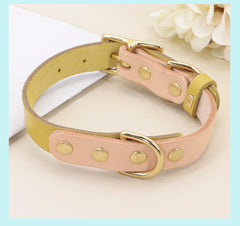 Soft Genuine Leather Dog ID Tag Collar