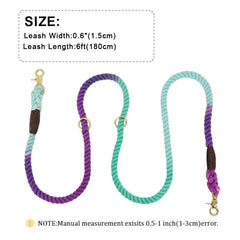 Braided Rope Dog Leash in Tie Dye Multi-purpose, 6ft/180cm, Hands free