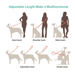 Braided Rope Dog Leash in Tie Dye Multi-purpose, 6ft/180cm, Hands free