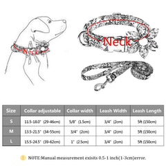 Cute Custom Engraved Floral Dog Collar Set