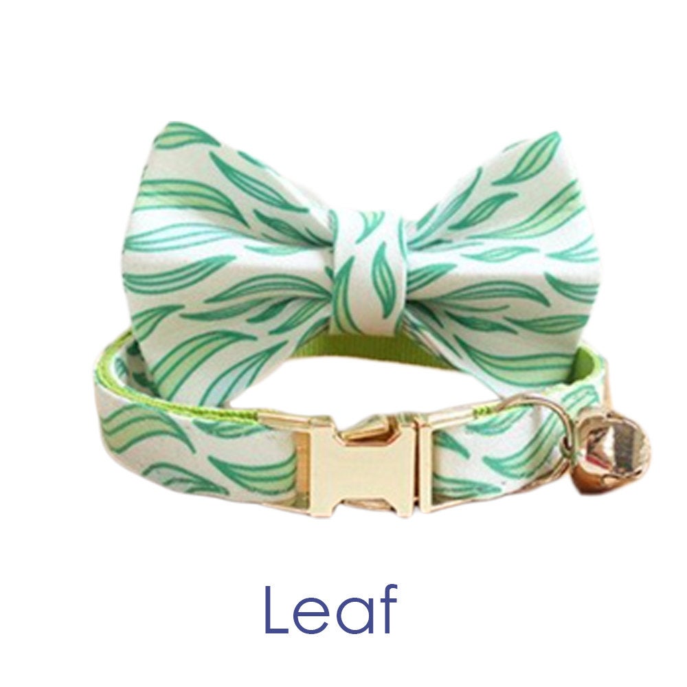 Colorful Bow Tie Personalised Dog Collar Set