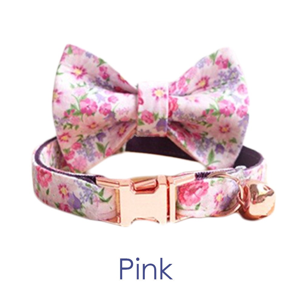 Colorful Bow Tie Personalised Dog Collar Set