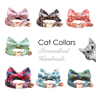 Colorful Bow Tie Personalized Dog Collar Set