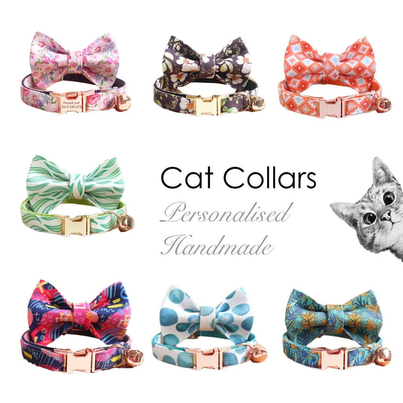 Colorful Bow Tie Personalized Dog Collar Set
