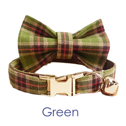 Plaid Design Personalised Tiny Dog Collar Set