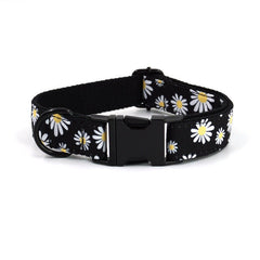 Bow Tie Personalized Black Daisy Dog Collar Set