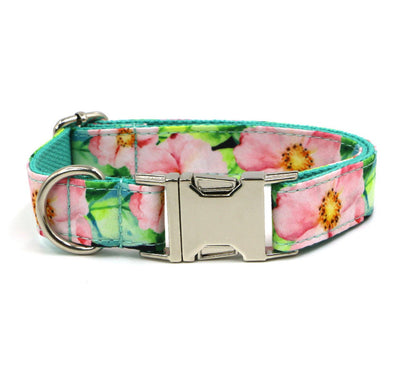 Floral Personalised Bow Tie Dog Collar Set