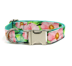 Floral Personalized Bow Tie Dog Collar Set