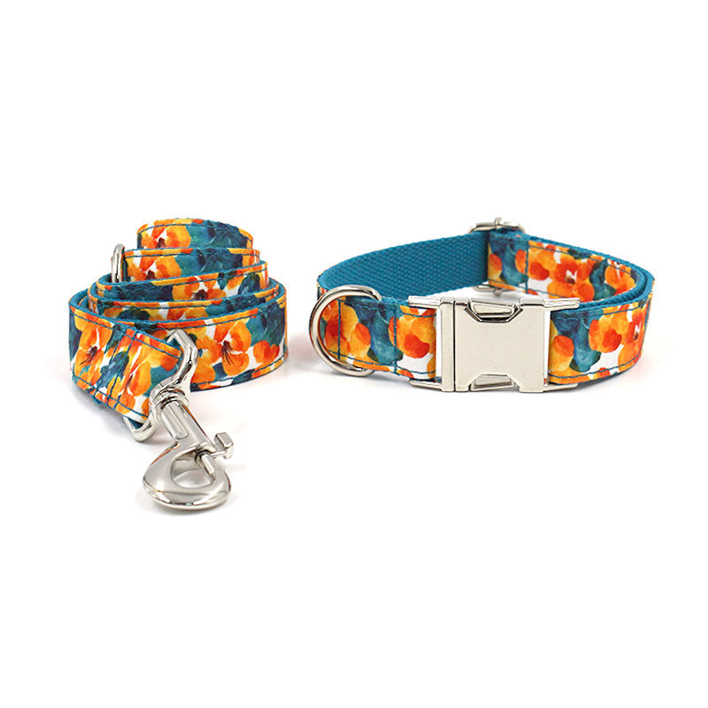 Personalised Orange Flower Bow Tie Collar Set