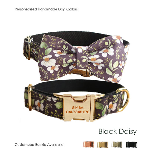 CHRYSANTHEMUM Personalised Dog Collar Set