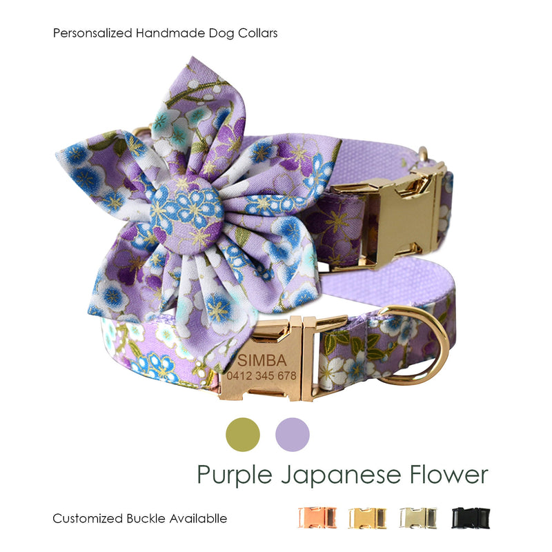 Handmade Personalized Floral Dog Collar Set