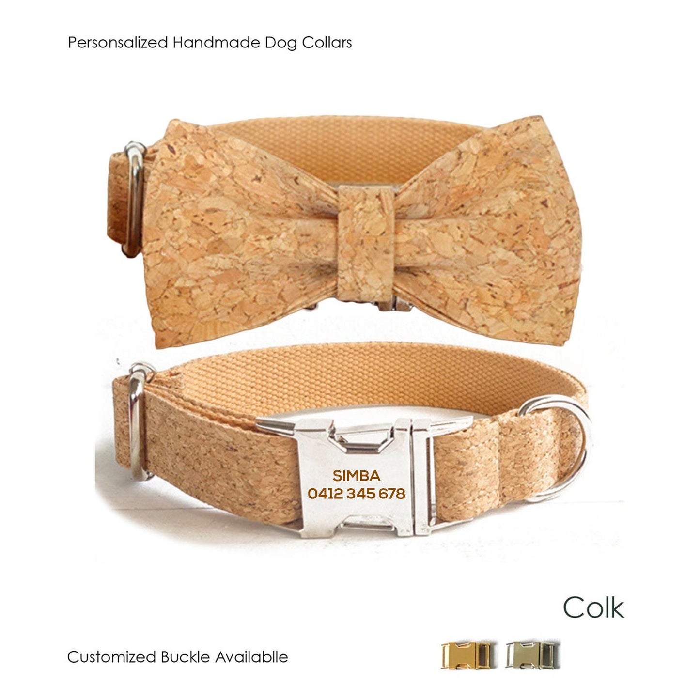 Personalised Cork Pattern Dog Collar and Leash