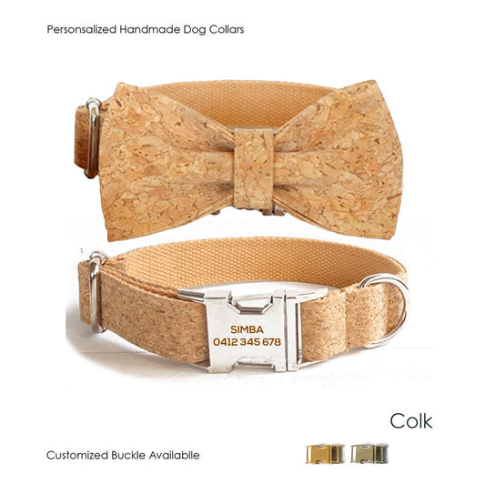 Personalised Cork Pattern Dog Collar and Leash