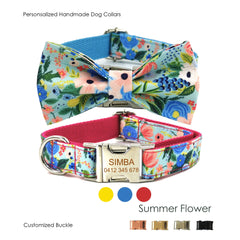 Personalized Bow Tie Design Dog Collar Set