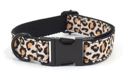Personalized Engraved Handmade Brown Leopard Dog Collar or Dog Collar and Lead, Harness Set, Dog Bowtie Available