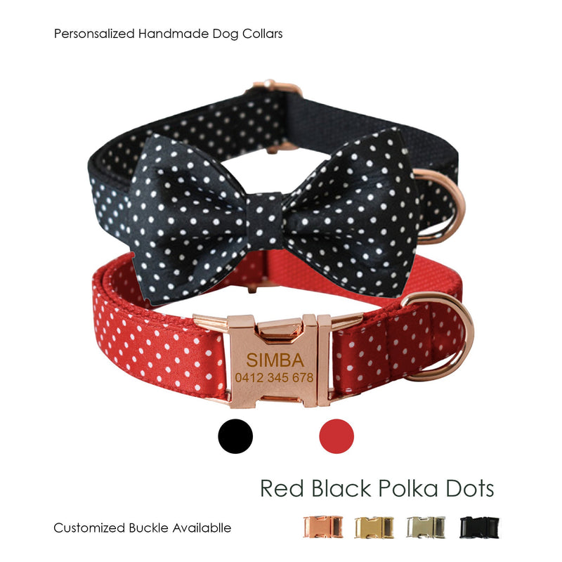 Bow Tie Polka Dot Custom Dog Collar Set