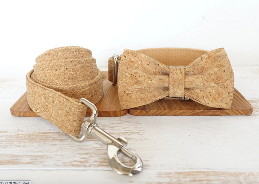 Personalised Cork Pattern Dog Collar and Leash