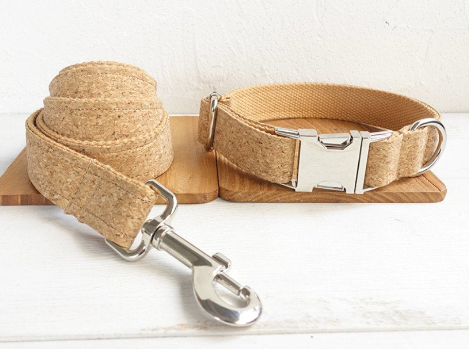 Personalised Cork Pattern Dog Collar and Leash