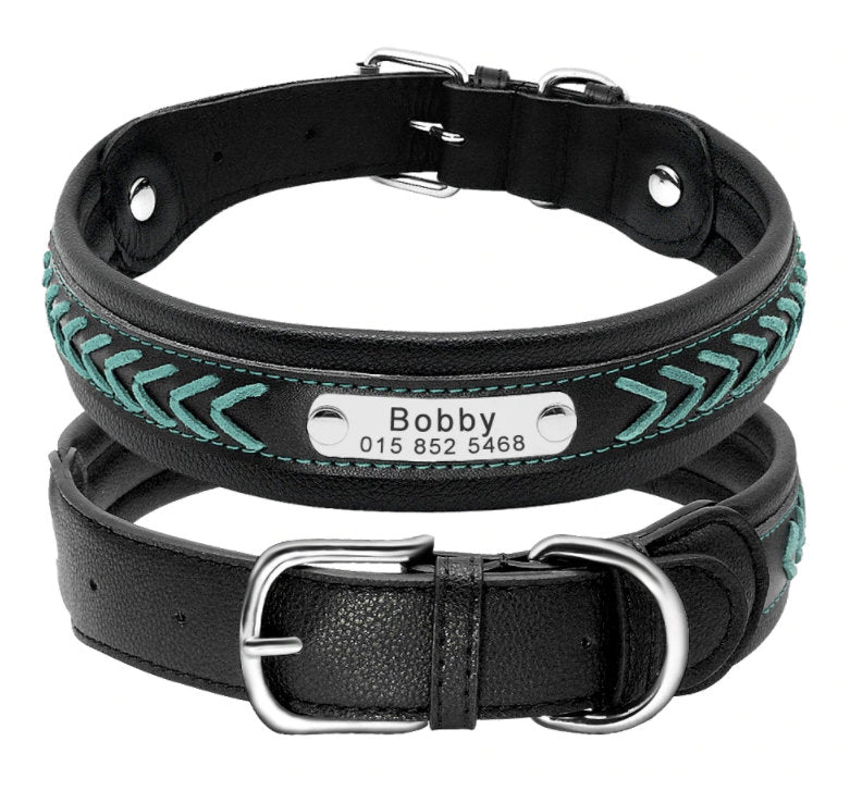 Custom Engraved Hand Braided Leather Dog Collar