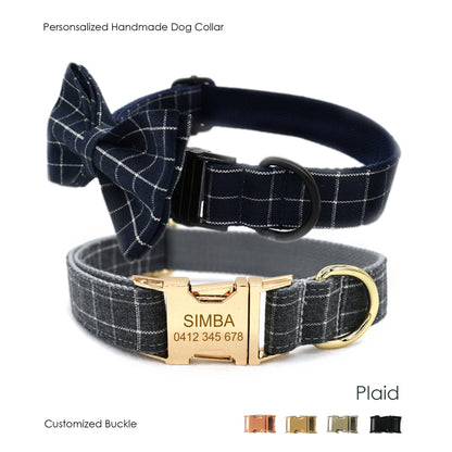 Blue/Gray Plaid Custom Collar