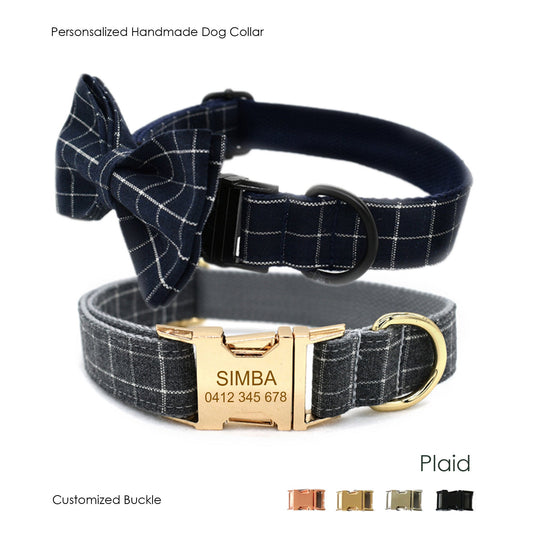 Blue/Gray Plaid Custom Collar
