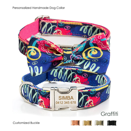 Graffiti Design Custom Dog Collar Set