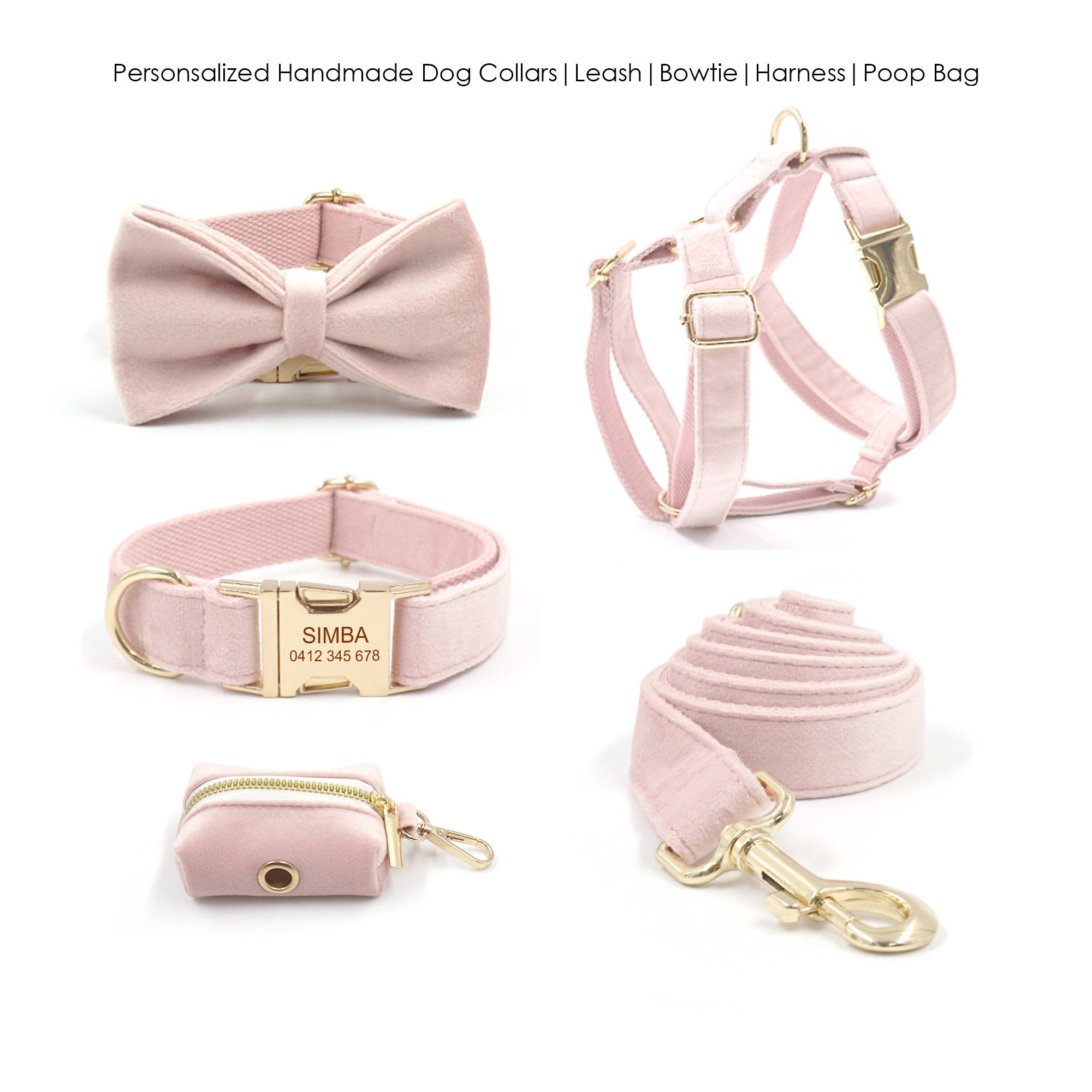 Pink Dog Girl Dog Collar With Bow Baby Pink Velvet Dog Collar And