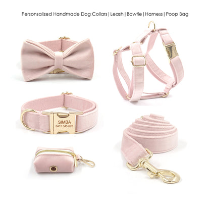 Custom Girl Baby Pink Dog Collar Set