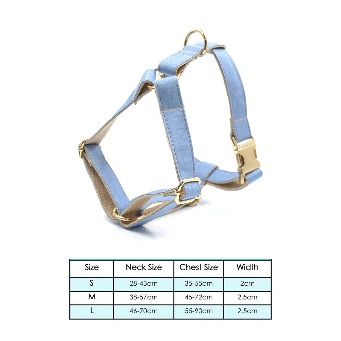 Light Jean Personalised Dog Collar Combo