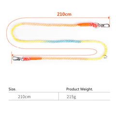 Multi-purpose Rope Dog Leash Handmade with Eco-Friendly Cotton, Purple Green Brown Featuring 7ft/210cm, Hands free, Two dog leash