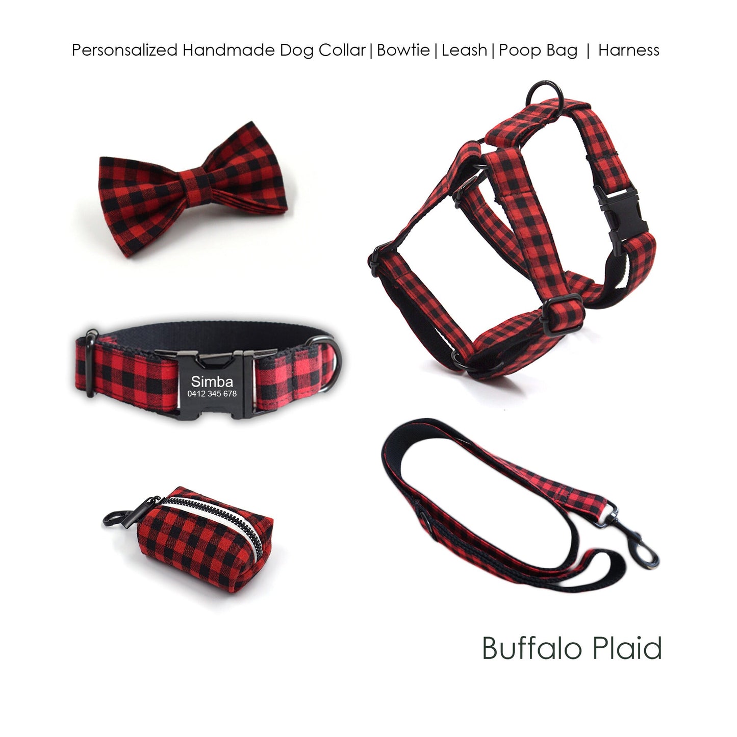 Red Black Plaid Custom Dog's