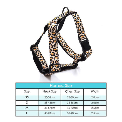 Personalised Brown Leopard Dog Collar or Dog Collar and Lead, Harness Set