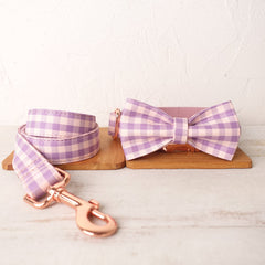 Purple Plaid Custom Dog Collar or Dog Collar and Lead Set