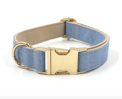 Light Jean Personalised Dog Collar Combo