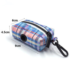 Custom Blue Plaid Dog Collar and Lead set, Harness, Poop Bag Combo