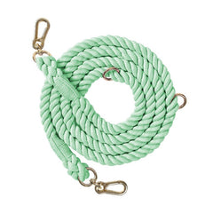 Multi-purpose Rope Dog Leash Handmade with Eco-Friendly Cotton, Purple Green Brown Featuring 7ft/210cm, Hands free, Two dog leash