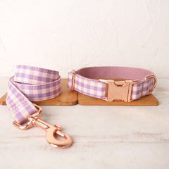 Purple Plaid Custom Dog Collar or Dog Collar and Lead Set