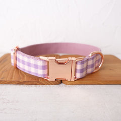 Purple Plaid Custom Dog Collar or Dog Collar and Lead Set