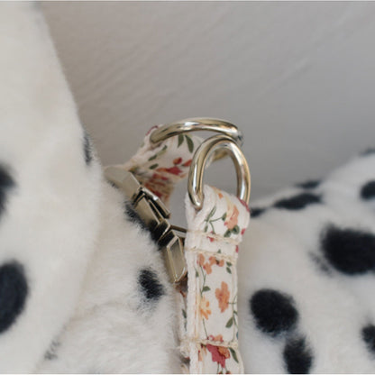 Personalize Engraved Handmade White Floral Dog Collar or Dog Collar and Lead Set