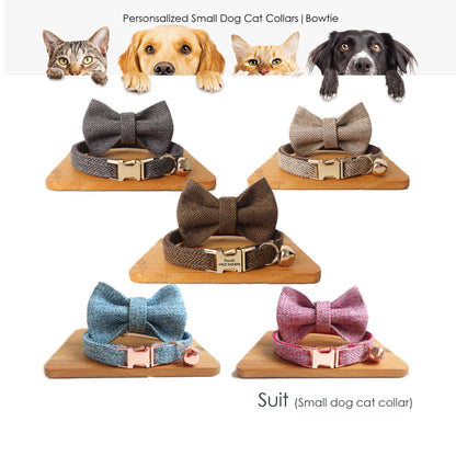 Detachable Bowtie Personalised Cat & Pet Collar Set
