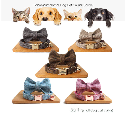 Detachable Bowtie Personalised Cat & Pet Collar Set
