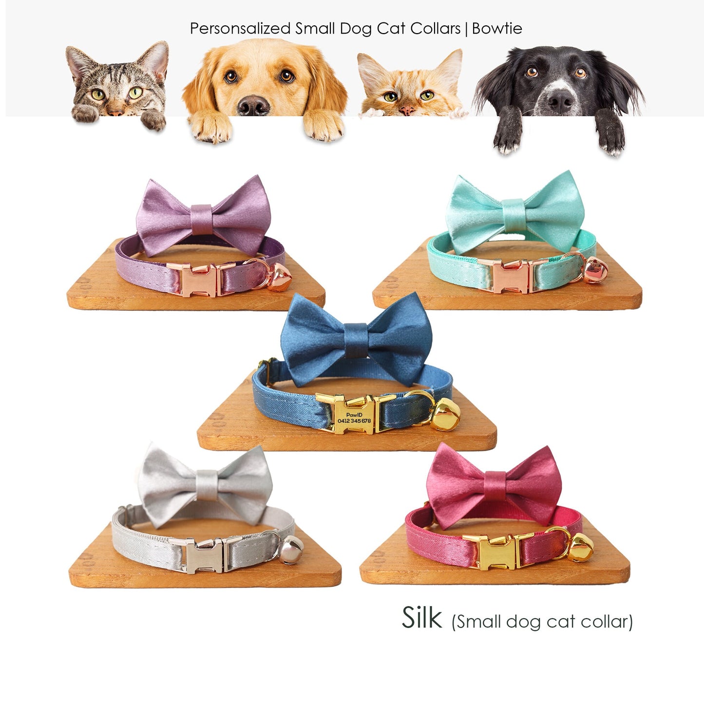 Silky Puppy Tiny Personalised Dog Collar Set