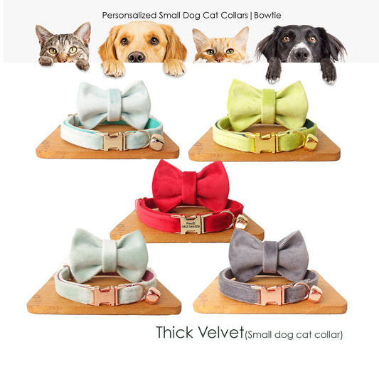 Personalised Thick Velvet Puppy Dog Collar