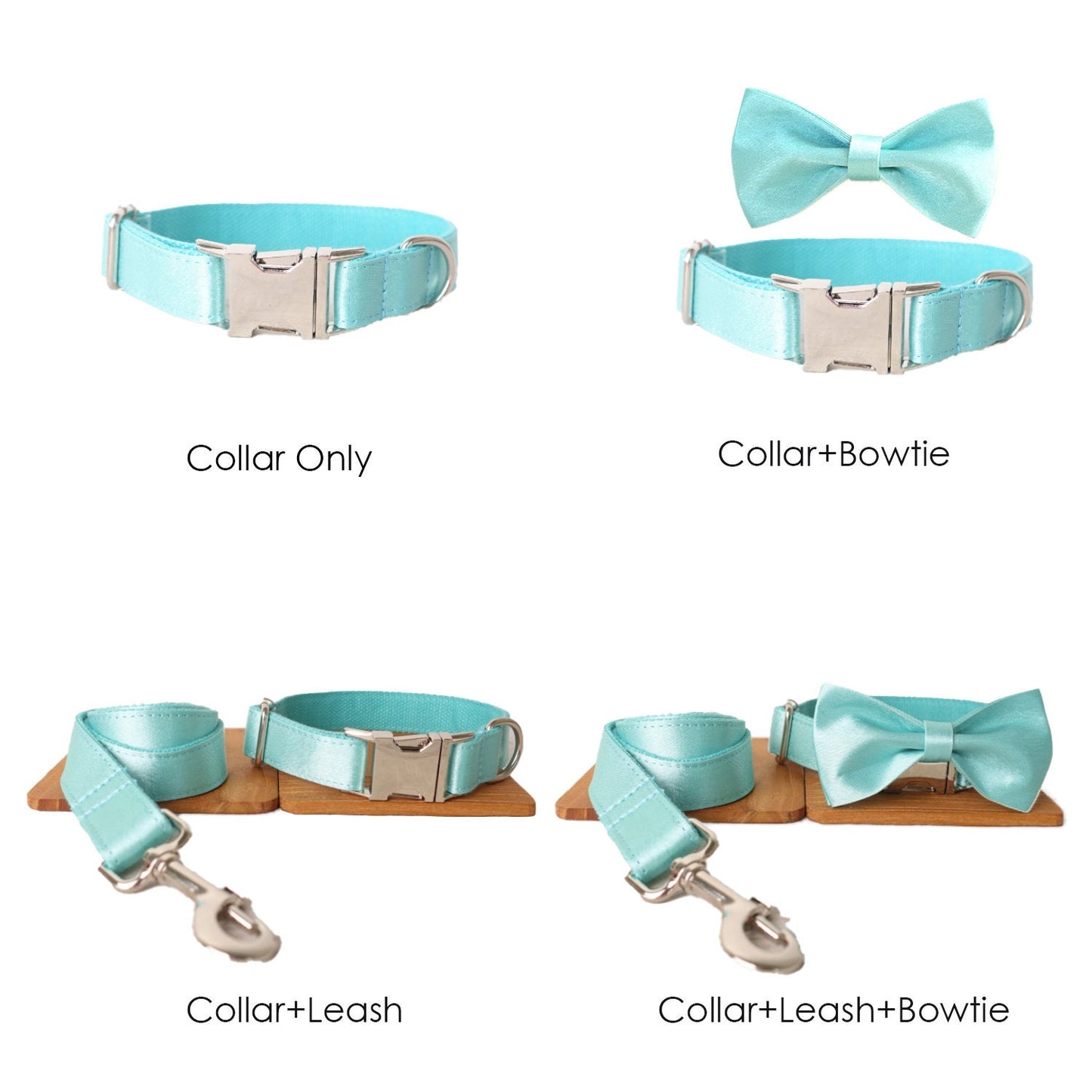 Silky Shiny Dog Collar and Leash set with Bowtie Available