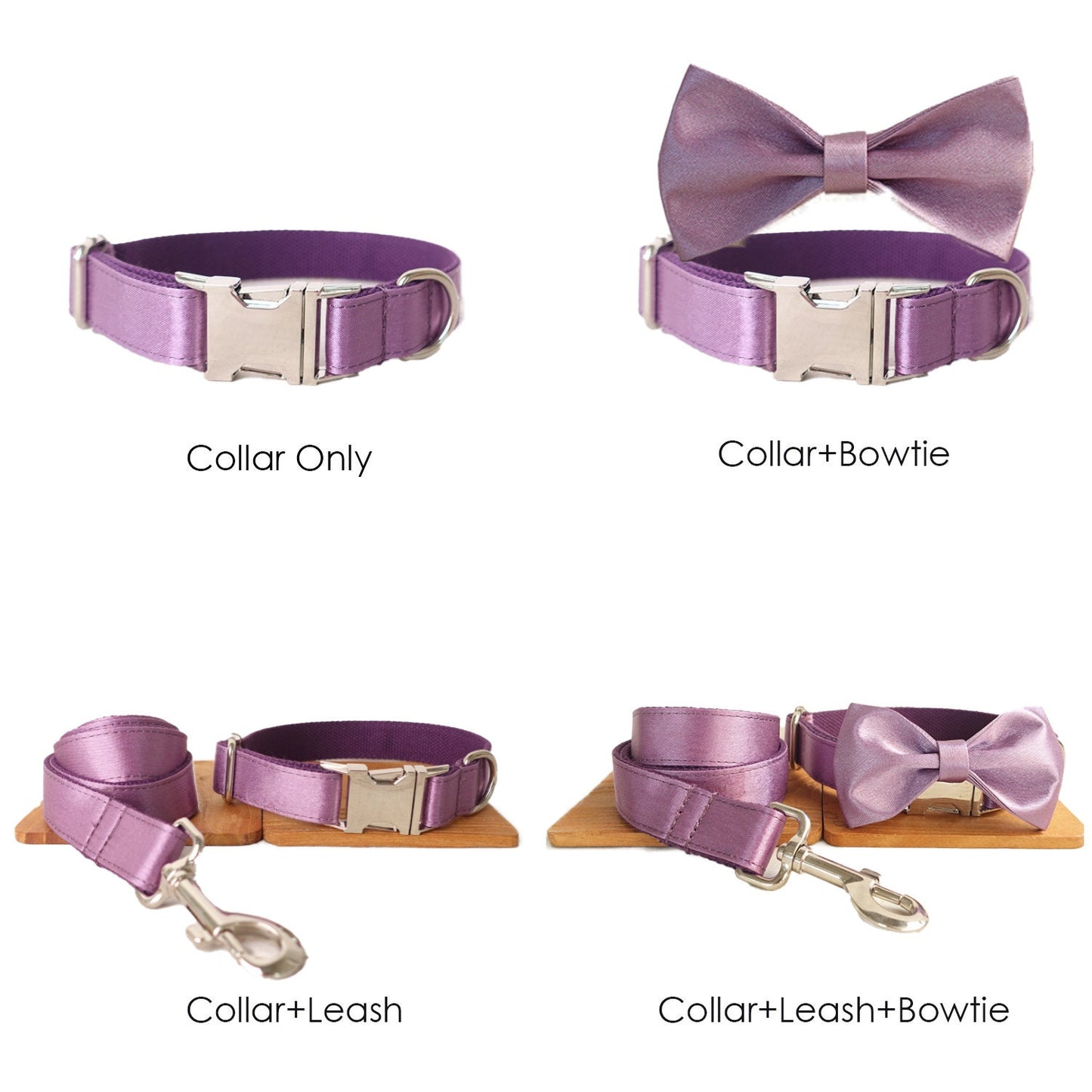 Silky Shiny Dog Collar and Leash set with Bowtie Available