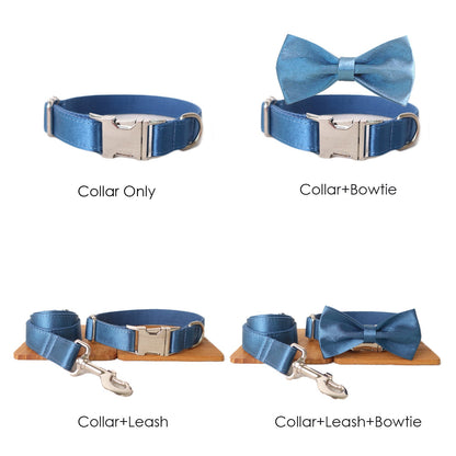 Silky Shiny Dog Collar and Leash set with Bowtie Available