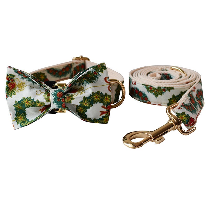 Personalised Christmas Dog Collar or Dog Collar and Lead Set