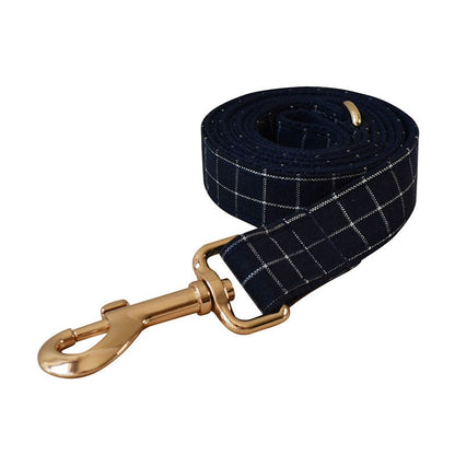 Personalised Blue Plaid Dog Collar or Dog Collar and Lead Set