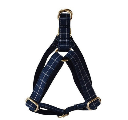 Personalised Blue Plaid Dog Collar or Dog Collar and Lead Set