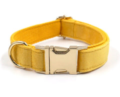 Custom Thick Velvet Yellow Personalized Dog Collar in Different Combos